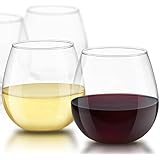 JoyJolt Spirits Stemless Wine Glasses 15 Ounce, Set of 4 Great For White Or Red Wine Mother's Day Wine Gifts Wines Glass Sets
