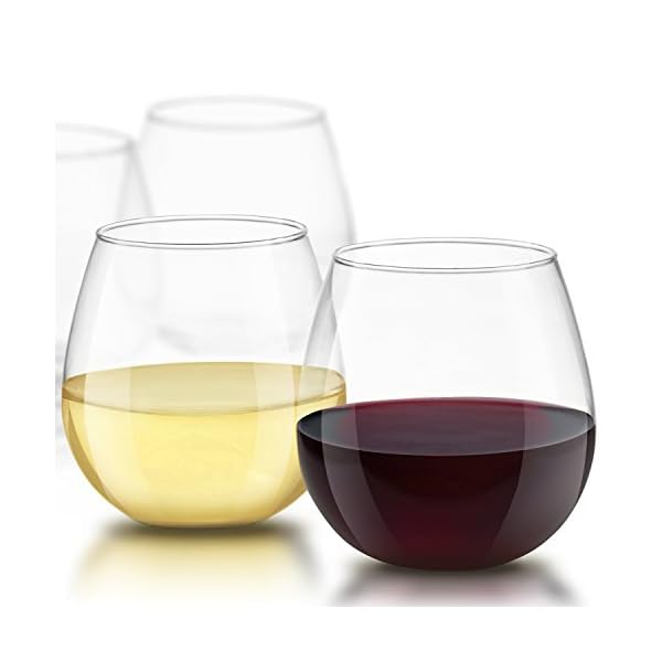 JoyJolt Spirits Stemless Wine Glasses for Red or White Wine (Set of 4