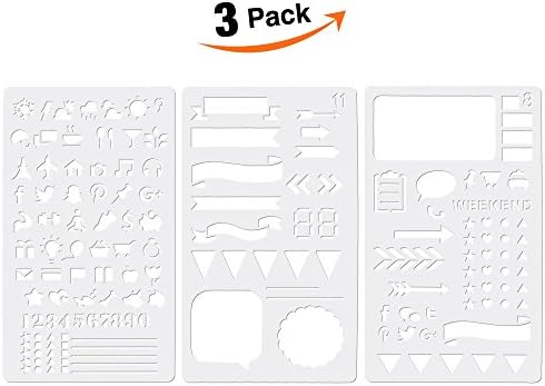 Bullet Journal Stencils Set of 3 Planner Stencil Template for Journaling, Scrapbooking, Card and Art DIY projects By NATUREBELLE