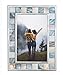 GIFTME 5 Silver Plate Picture Frame 4x6 Mother of Pearl 4 by 6 Photo Frame Mosaic Glass Tabletop Frame (Grey+ White,1pc)