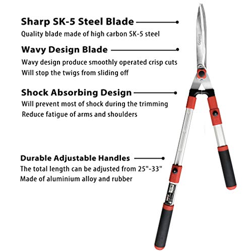 gonicc Professional Adjustable 25"+ 8" Hedge Shears. with Wavy SK5