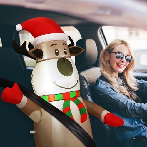 ROCEEI Christmas Inflatable Car Decoration Car Christmas LED Lights