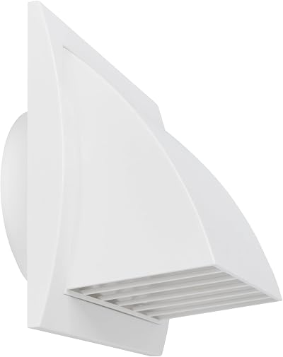 Repa Market 4" 100mm Exhaust Vent Hood w/ Rain Cover & Damper - White ABS Wall