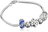 CHARMED BEADS Sterling Silver Snowflake and Bead Charm Bracelet, 7.5