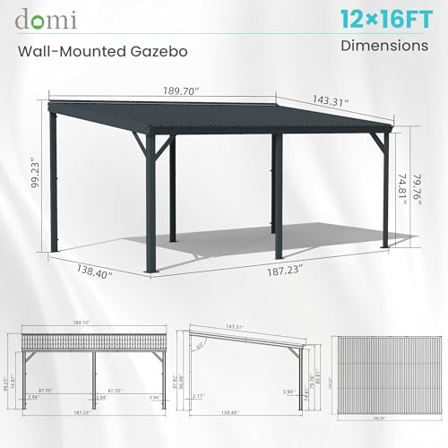 Domi Outdoor Living 12x16 Lean-To Gazebo Review: Wall-Mounted Hardtop Shelter with Steel Roof image 24