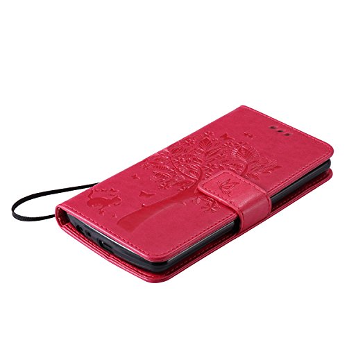 LG G3 Case,Best Share Embossing Fashion Floral Countryside Pattern PU Leather Flip Stand Case Wallet Design Card Slot Kickstand Feature With Hand Strap Cover For LG G3 VS985 D850 D851 4G LT,Rose