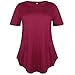 Aifer Women V Neck Long/Short Sleeve T Shirt Curved Hem Casual Basic Tops