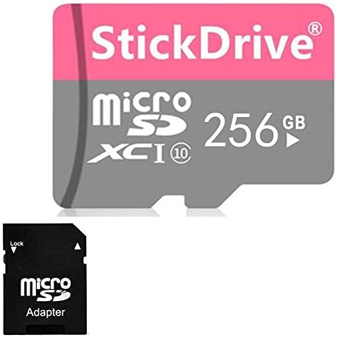 StickDrive 256GB Class 10 Micro SDXC Memory Card with SD Adapter (256GB, Pink)