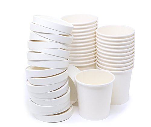 Eskay Soup and Ice Cream Containers, 16 oz. Double Walled Paper with ventilation lids, 25 Cups with Lids, White