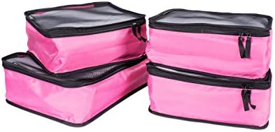 TraveltoGO 4-Piece Mesh Travel Packing Organizer Cube Set, Pink