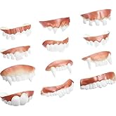 Boao 12 Pieces Gag Teeth for Halloween, Fake Vampire Fangs False Teeth | 12 Styles Halloween Gnarly False Fangs, Ugly Teeth, Funny Cosplay Favor, Prank Joke Prop, Photo Booth, Costume Denture