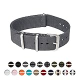 ARCHER Watch Straps, Premium Nylon NATO Straps, Choice of Color and Size (Gray, 22mm)