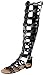 Atta 17 Womens Knee High Caged Gladiator Strappy Flat Sandals Black