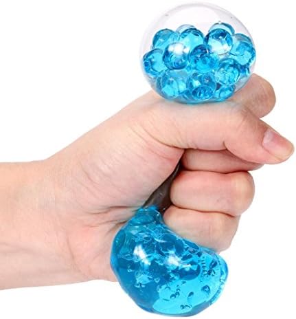 Toamen Decompression Toys, Spongy Bead Stress Relief Ball Squeezable Stress Squishy (Blue)