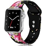 KOLEK Bands with Compatible Apple Watch Series 4/3/2/1 42mm 44mm, Flower Bands Compatible for iWatch for Women/Men, M/L