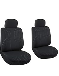 Autojoy   Juego de 2 fundas de asiento delantero para la mayoría de los coches, color negro