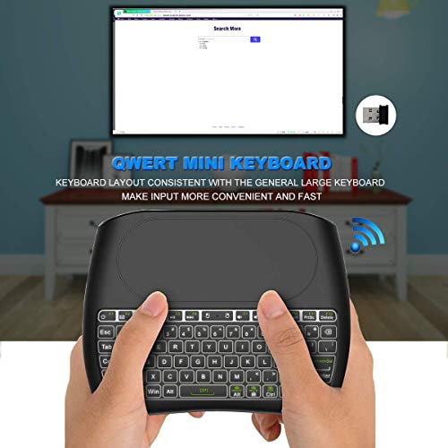 (Okela D8 Upgraded Version) Mini Wireless Keyboard with Touchpad Mouse, 2.4Ghz Backlit Handheld Rechargeable TV Keyboard Remote for PC/Google Android TV Box,Raspberry Pi and More