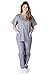 Natural Uniforms Womens Contrast Trim Scallop Scrub Set (Grey) (M)