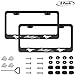 Aluminum License Plate Frames, 2 PCS Car Licence Plate Covers Slim Design with Black Bolts Washer Caps.