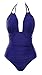 B2prity Women's Slimming One Piece Swimsuits Tummy Control Bathing Suit Halter Swimwear for Big Busted Curvy Woman C-Blue