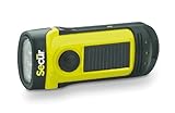 Secur Waterproof Hand crank or built in Solar powered 3 LED Flashlight, High power 3 functions LED, Dynamo powered no batteries needed, waterproof up to 45 feet