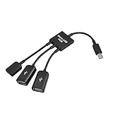 Hittime 3 in 1 USB OTG Cable Adapter, Micro USB Hub USB OTG Extension Adapter for Smartphone and Tablet