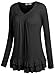 DJT Women's Round Neck Long Sleeve Ruched Front T Shirt Top X-Large Black