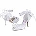 ElegantPark A3202 Women's Pumps Peep Toe High Heel Bow Lace Edge Pearls Ribbon Satin Wedding Party Shoes
