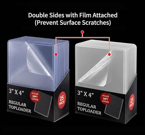 200 Card Sleeves Toploads for Cards, 3" x 4" Double-Sided Film Clear PVC Hard Card Sleeves, Anti-Scratch Card Holders for TCG/Sports/Baseball/Football Cards (100 Hard Sleeve + 100 Soft Sleeve)