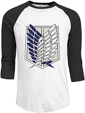 SKOMC Attack On Titan Logo 3/4 Sleeve Baseball T-shirts For Mens Black