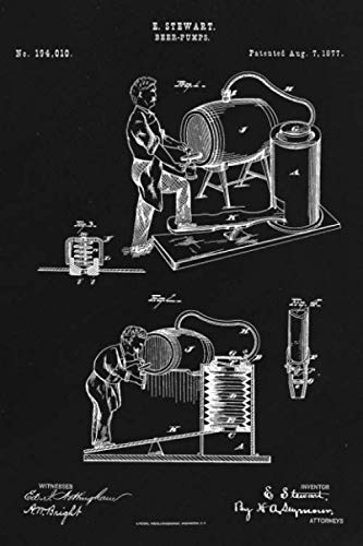Journal: Beer Pumps Patent Ruled Diary for Writing and Notes (6 x 9) 120 Pages, Soft Cover
