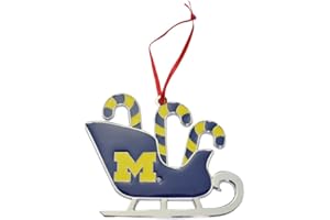 COLLEGIATE PULSE Michigan Wolverines Candy Cane Sleigh Christmas Ornament