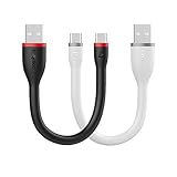 Short USB C Cable 0.5ft [2 Pack] EasyAcc PocketLine Type-C to USB Cable Fast Charge C Sync Cable for Power Bank, Samsung S10 S9 S8 Note 8, Wireless Charger, New MacBook, Google Chromebook Pixel C