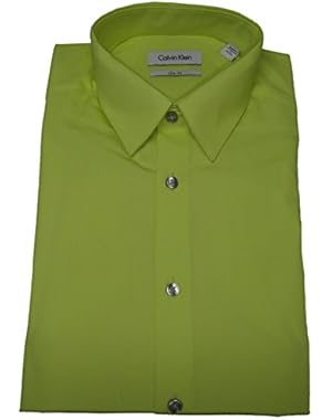 Calvin Klein Men's Long Sleeved Slim Fit Shirt, Size 15 32-33, Color Citron