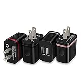 Costyle 4-Pack 5V/2.0Amp Dual USB 2-port Easy Grip Home Travel Wall Charger Adapter for iPhone SE 6 5S, LG, HTC, Motorola, Sony and Most Device- Gray Rose Gold Red Black