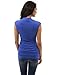 PattyBoutik Women Ruched V Neck Sleeveless Blouse (Blue Small)