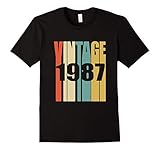 Mens Retro Vintage 1987 T-Shirt 31 yrs old Bday 31st Birthday Tee Medium Black