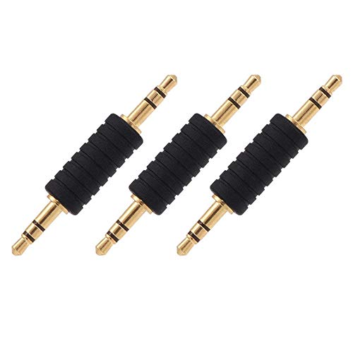 VCE 3-Pack Gold Plated 3.5mm to 3.5mm Jack Male to Male Audio Adapter