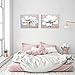 Flower Wall Art Decor Modern Framed Floral Canvas Painting Picture with Hand Painted Texture for Living Room Bedroom Bathroom Girl Room White and Pink 12x16 x 2 Piece/Set