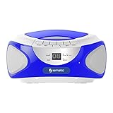 Ematic CD Boom Box with Bluetooth Audio and Speakerphone, Blue