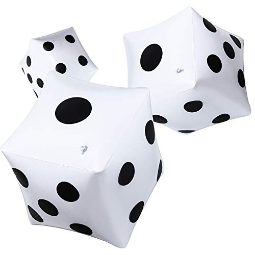 Blulu 3 Pieces Giant Inflatable Dice 12 Inch Jumbo Dice White Jumbo Large Inflatable Dice for Game Pool Toy Party Favour