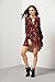 Romwe Women's Loose Long Sleeve Keyhole Flowery Floral Beach Dress Burgundy L
