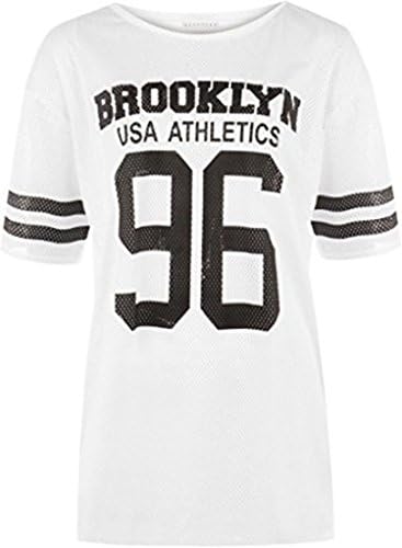 Friendz Trendz -Ladies Oversize Mesh Brooklyn USA 96 Athletics Baseball Varsity T Shirt