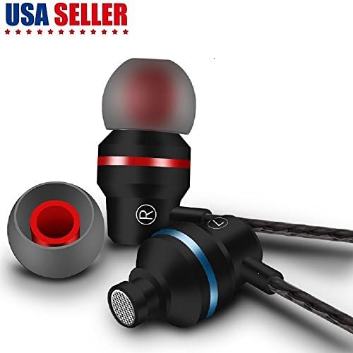 Earphones Metal Earphone Stereo BASS In Ear Headphones Noise Cancelling Earphone With Microphone Volume Control For iPhone,Samsung,Android Phones,Mp3 Player(black) (black)