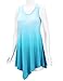 Lock and Love LL WT1053 Womens Round Neck Ombre Sleeveless Tunic Tank Top XL Aqua