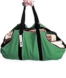 Dzealo Canvas Log Firewood Carrier Bag - Wood Tote| Heavy 16oz Canvas with Comfortable Padded Handles(Two-Year Replacement Guarantee)| Dark Green