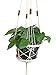 4 Legs Macrame Cotton Plant Hanger & Holders with Bamboo Ring Inside and Brown Wood Bead Decoration for Plant Pot Natural Color, 31-inches Length (Beige)