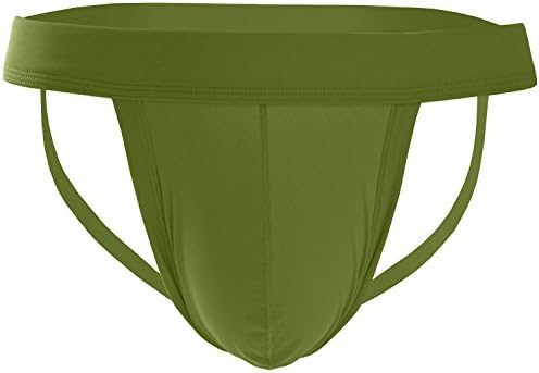 YKC Men's Jockstrap Athletic Supporter Performance Sexy Gay Underwear Briefs Army Green Medium