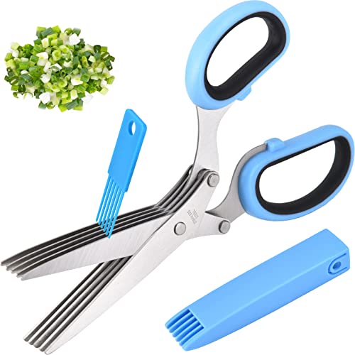 Upgrade Your Kitchen with 2023 Updated 5Blade and Cover Herb Scissors