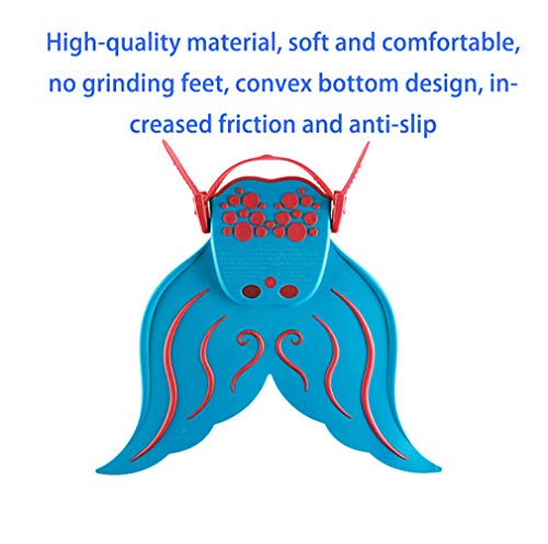 BlueSpace Swim Fins for Kids Monofin Mermaid Tail Adjustable Fins Foot Flippers for Travel Swimming Diving Girls Boys, Blue and Red